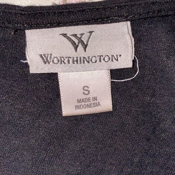 Worthington Sleeveless Blush and Black Floral Blouse Size S - Picture 4 of 5